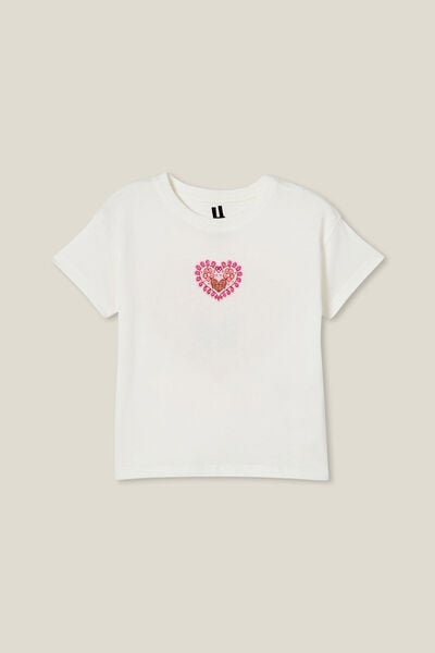 Camiseta - Poppy Short Sleeve Print Tee, VANILLA/STAY WILD HEART