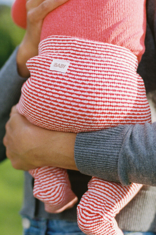 Organic Pointelle Legging, VARSITY RED/MILK FINLEY STRIPE