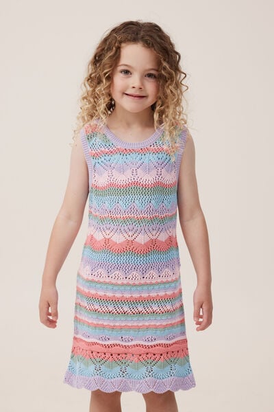 Skylar Crochet Dress, RAINBOW/ PATTERN STRIPE