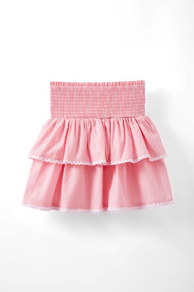 Kennedy Ruffle Skirt, STRAWBERRY POP/BLUSH PINK STRIPE