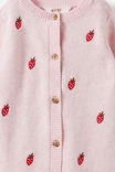 Baby Organic Knit Blend Long Sleeve All In One, POP PINK MARLE/BERRIES - example image 2