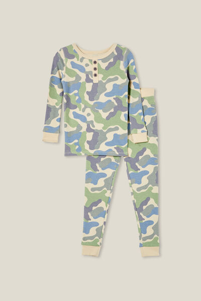 Milo Long Sleeve Pyjama Set, RAINY DAY/CAMO