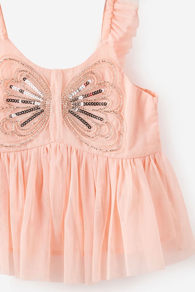 Embellished Sleeveless Top, APRICOT MIST