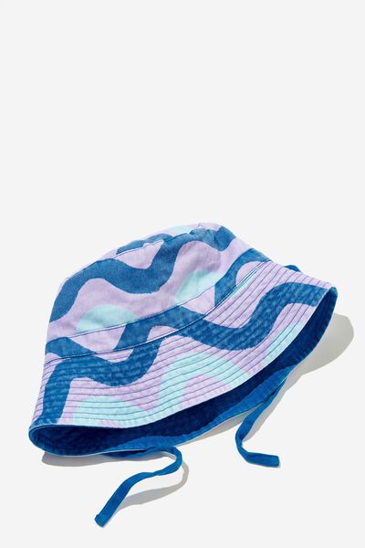 Reversible Bucket Hat, CRAYON RIPPLES/BLUE PUNCH