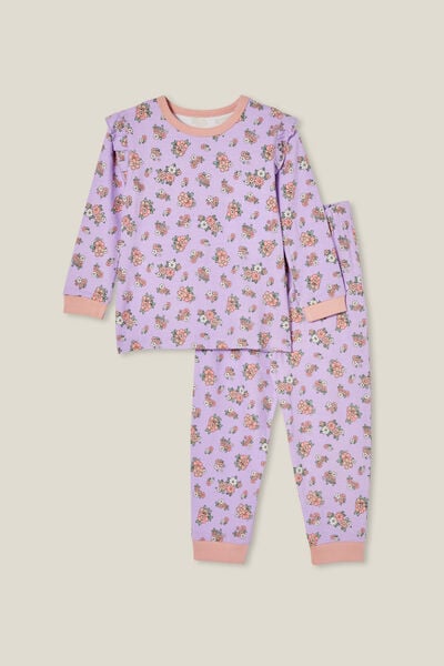 Pink Pink Print Snap-Up Cotton Sleeper Pyjamas