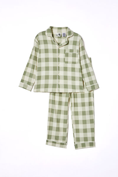 Lucas Long Sleeve Pyjama Set, DEEP SAGE/GINGHAM