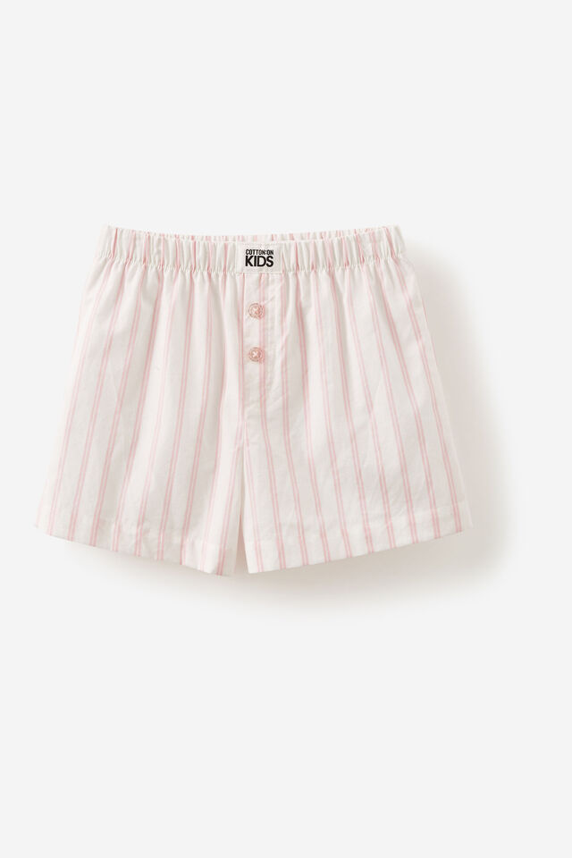 Kelly Short Sleeve Pyjama Set, BLUSH PINK/UNICORN DOUBLE STRIPE