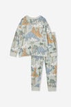 Chuck Long Sleeve Pyjama Set, STONE GREEN/DINO VOLCANO - alternate image 3