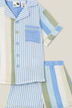 Archer Short Sleeve Pyjama Set, DUSK BLUE/BOLD STRIPE COLOURBLOCK - alternate image 2