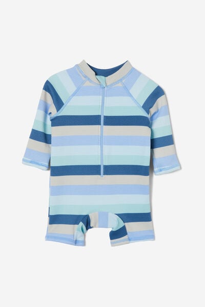 Maiô - Cameron Long Sleeve Swimsuit, FROSTY BLUE/MULTI STRIPE