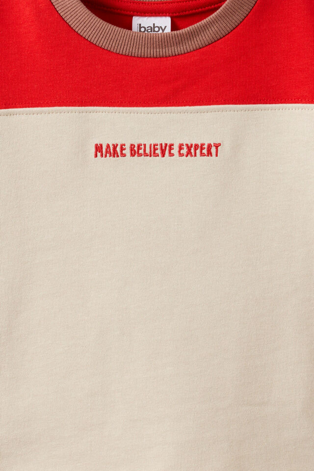 Baby Drop Shouler Tee, RAINY DAY/VARSITY RED  COLOUR BLOCK
