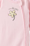 Growie Long Sleeve Zip Romper, TEA PARTY PINK/LITTLE BLOOM - example image 2