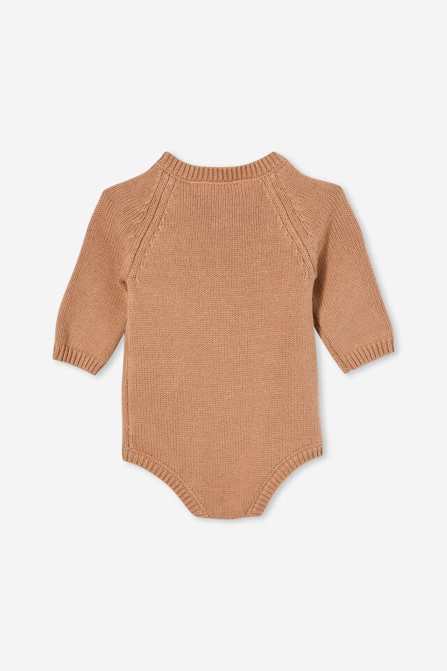 Organic Knit Long Sleeve Bubbysuit, TAUPY BROWN