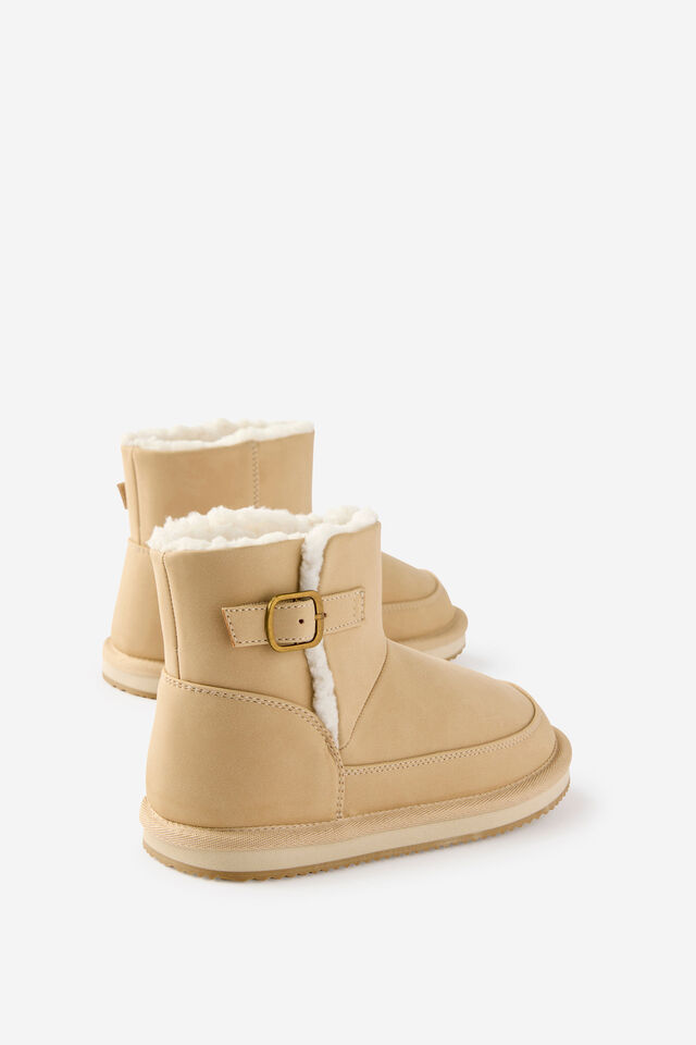 Kids Teddy Lined Buckle Boot, SEMOLINA/BUCKLE