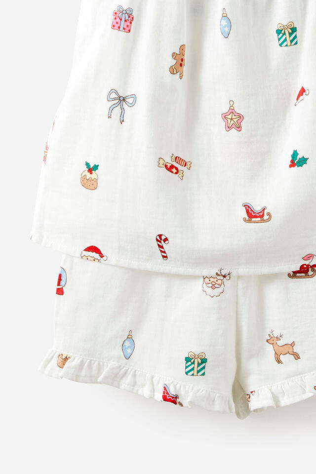 Kids Babydoll Family Xmas Pj Set, VANILLA/EVERYTHING CHRISTMAS