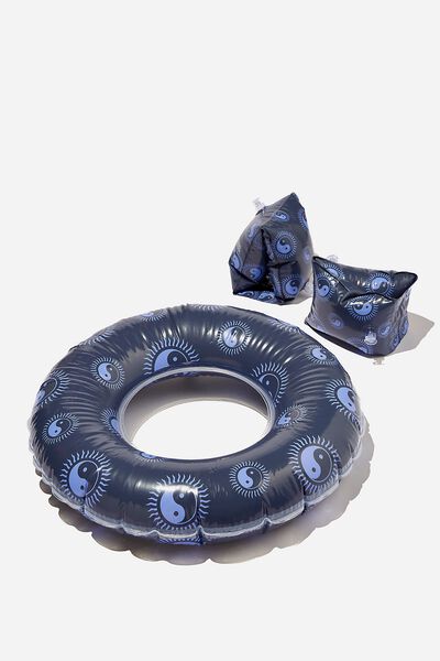 Inflatable Swim Ring & Armbands, VINTAGE NAVY YIN YANG SUN