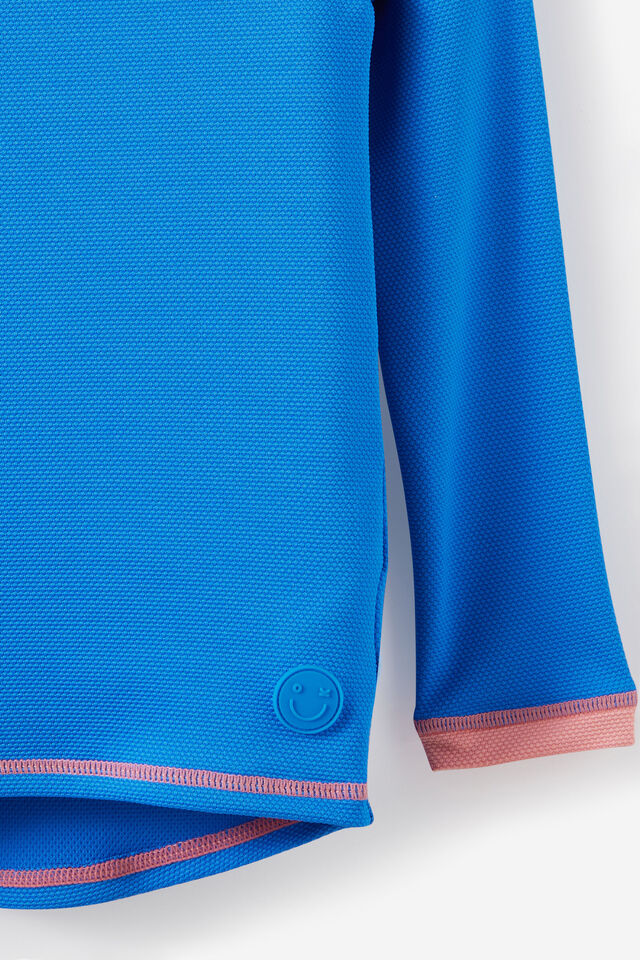 Flynn Long Sleeve Raglan Rash Vest, HARBOUR BLUE/SUNKISSED