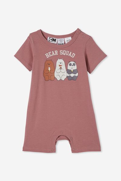 The Short Sleeve Romper License, LCN WB DUSTY BERRY WE BARE BEARS SQUAD
