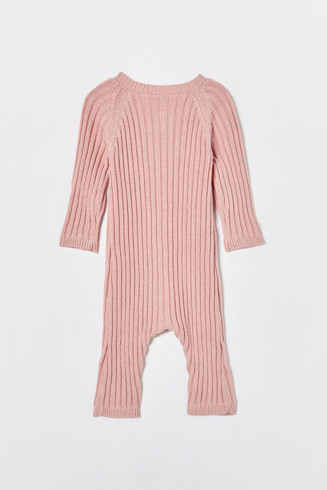 Organic Knit Long Sleeve Romper, ZEPHYR