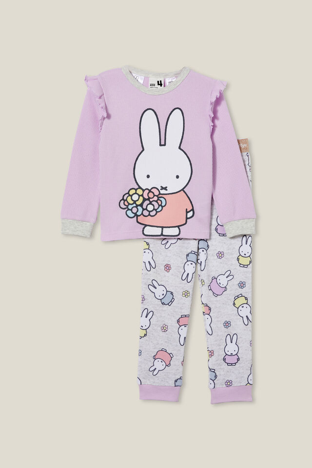 Fiona Long Sleeve Pyjama Set Licensed Personalised, LCN MIF PALE VIOLET/MIFFY DAISIES