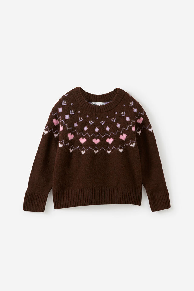 Soft Knit Sweater, ROCKY ROAD/HEART FAIRISLE