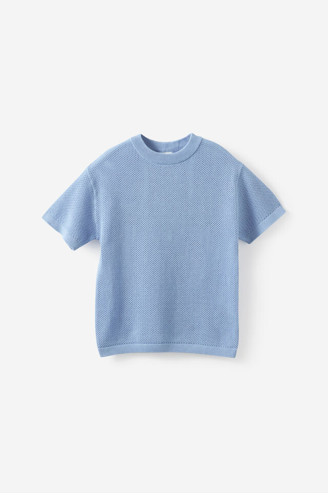 Oversized Knit Tshirt, CLOUD BLUE