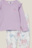 Willow Long Sleeve Flutter Pyjama Set, LILAC DROP/ BREEZY UNICORN - alternate image 2