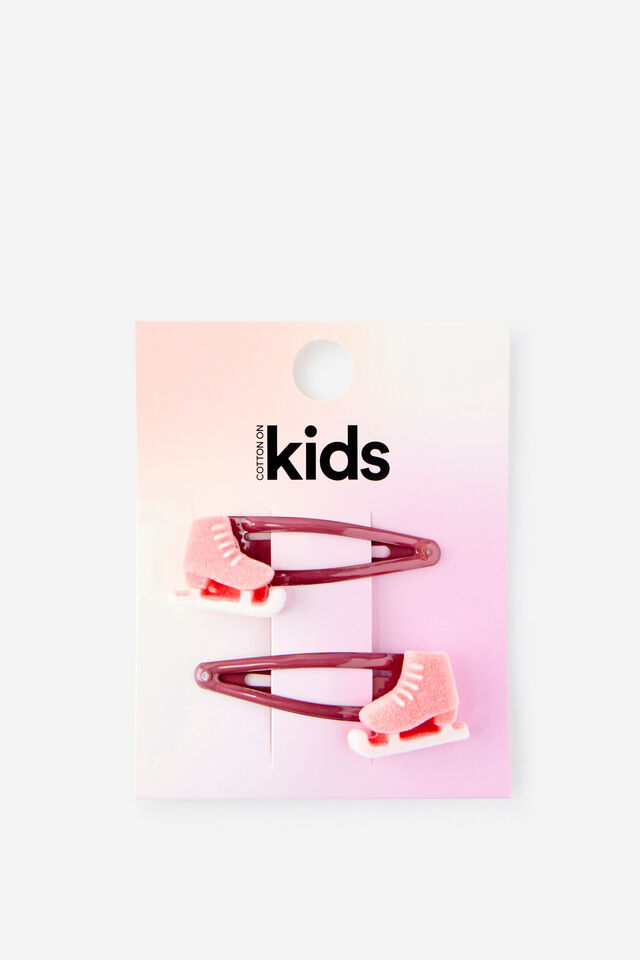 Kids Multi Pack Snap Hair Clips, BERRY JAM/ICE SKATES