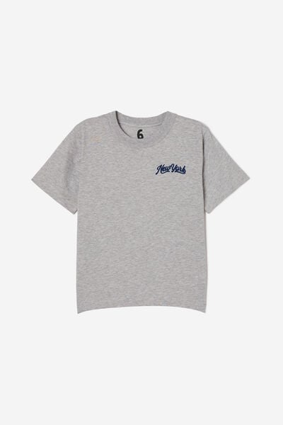 Jonny Short Sleeve Graphic Print Tee, FOG GREY MARLE/NEW YORK