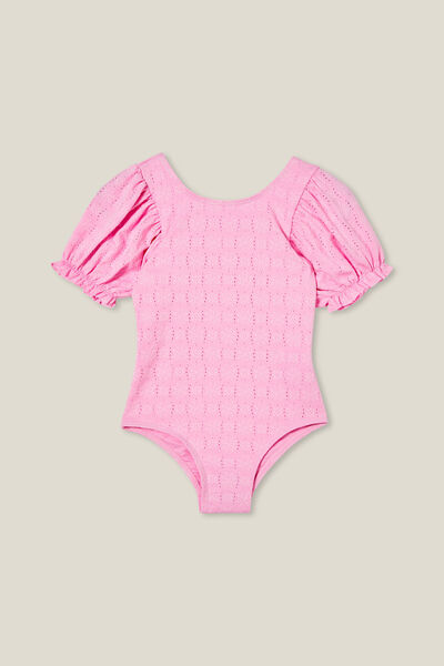 Puff Sleeve One Piece, CALI PINK BRODERIE