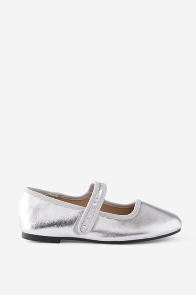 Kids Ballet Flat, SILVERY/METALLIC