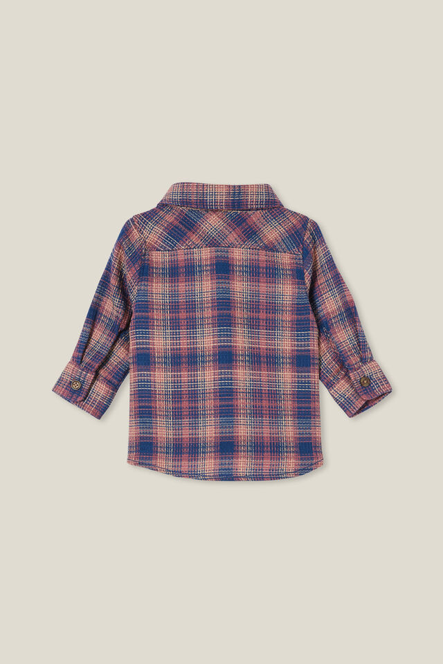 Baby Rugged Shirt, CRUSHED BERRY/TAUPY BROWN/NAVY WAFFLE PLAID