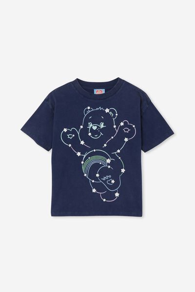 License Drop Shoulder Short Sleeve Tee, LCN CLC CARE BEARS STAR SIGNS/IN THE NAVY