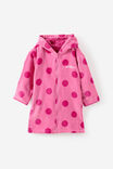 Kids Zip Thru Hooded Towel - Personalised, STRAWBERRY MILK/POPPING PINK SPOT - example image 2