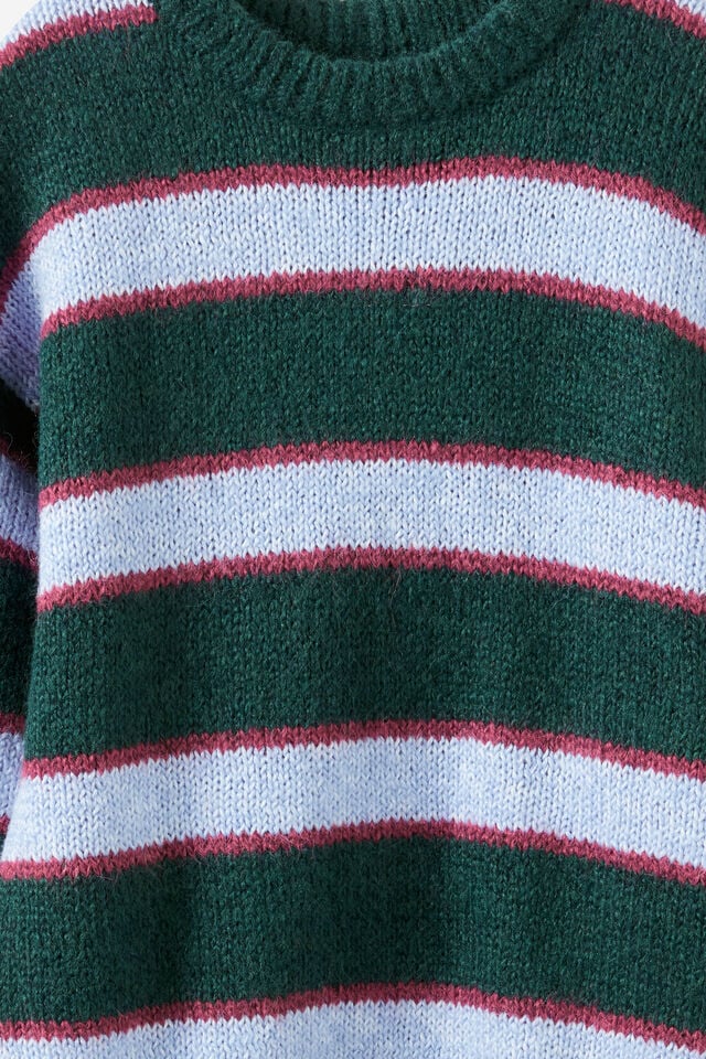 Boys Cosy Crew Neck Sweater, WINTER JADE STRIPE