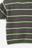 Oversized Knit Tshirt, KHAKI GREEN/SUNKISSED STRIPE - example image 3