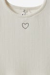 Harper Long Sleeve Dress Up Dress, DARK VANILLA/POINTELLE HEART - example image 2