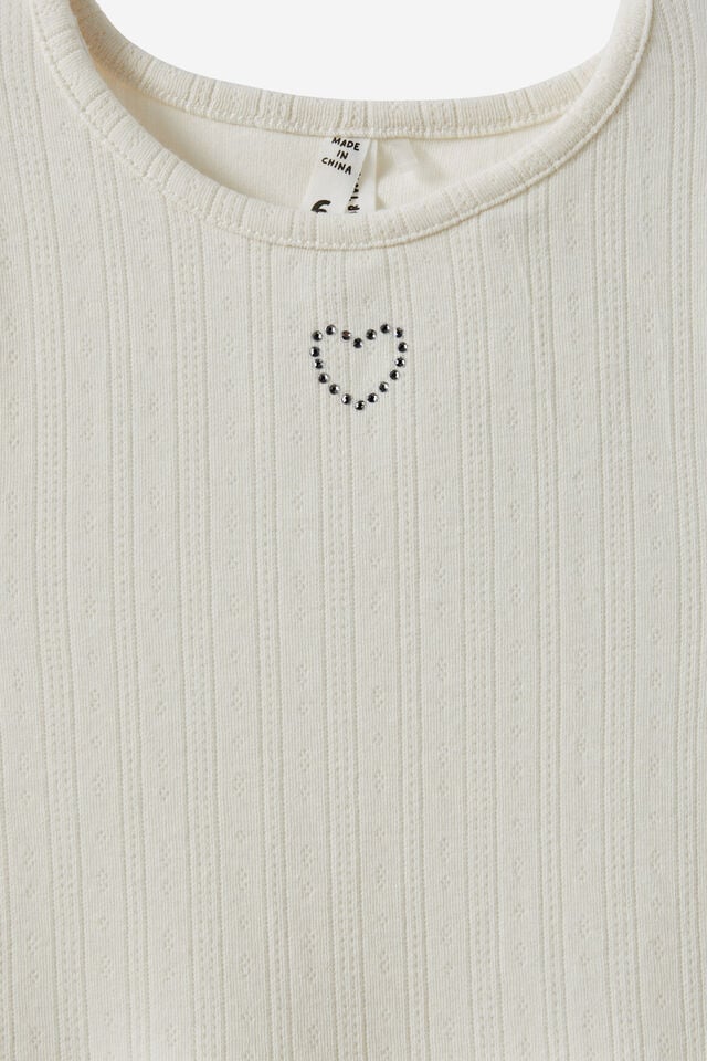 Harper Long Sleeve Dress Up Dress, DARK VANILLA/POINTELLE HEART