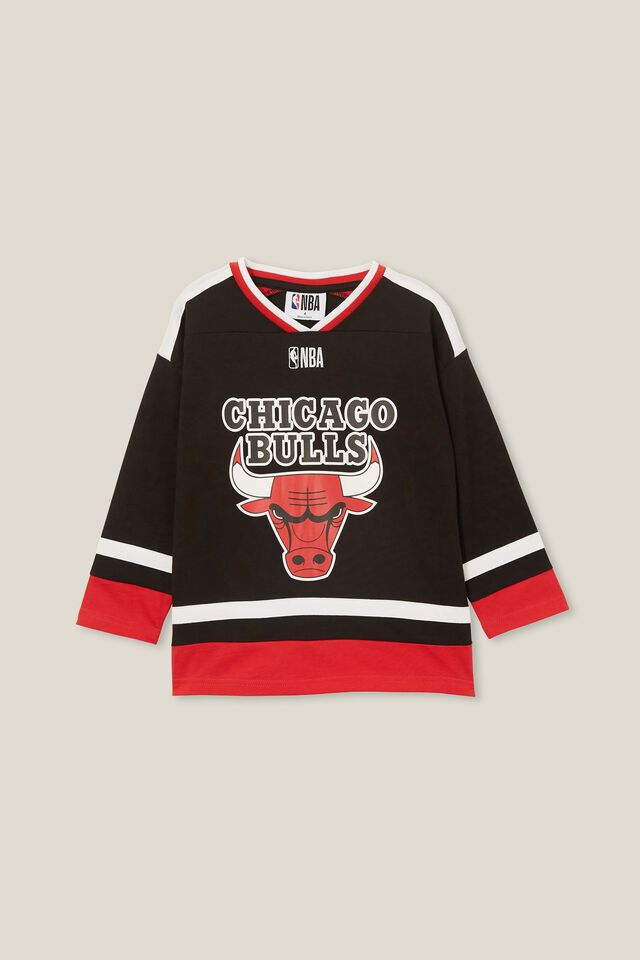 Cotton on Kids - License Oversized Long Sleeve Tee - LCN NBA black/chicago Bulls Colour Block