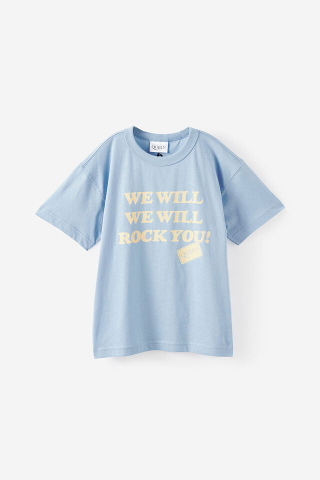 Queen Music Drop Shoulder SS Tee, LCN COR CLOUD BLUE/ QUEEN WE WILL ROCK U