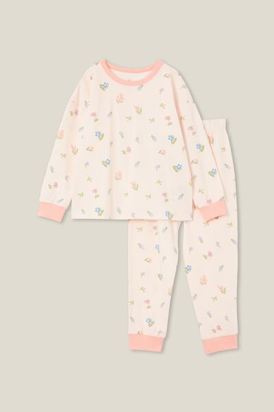 Ava Long Sleeve Pyjama Set, CRYSTAL PINK/FLORAL FIELD