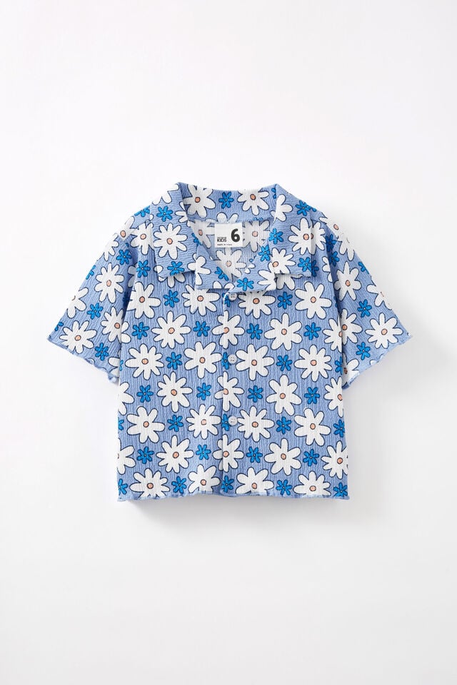 Amelie Short Sleeve Shirt, DUSK BLUE/SANDY FLORAL