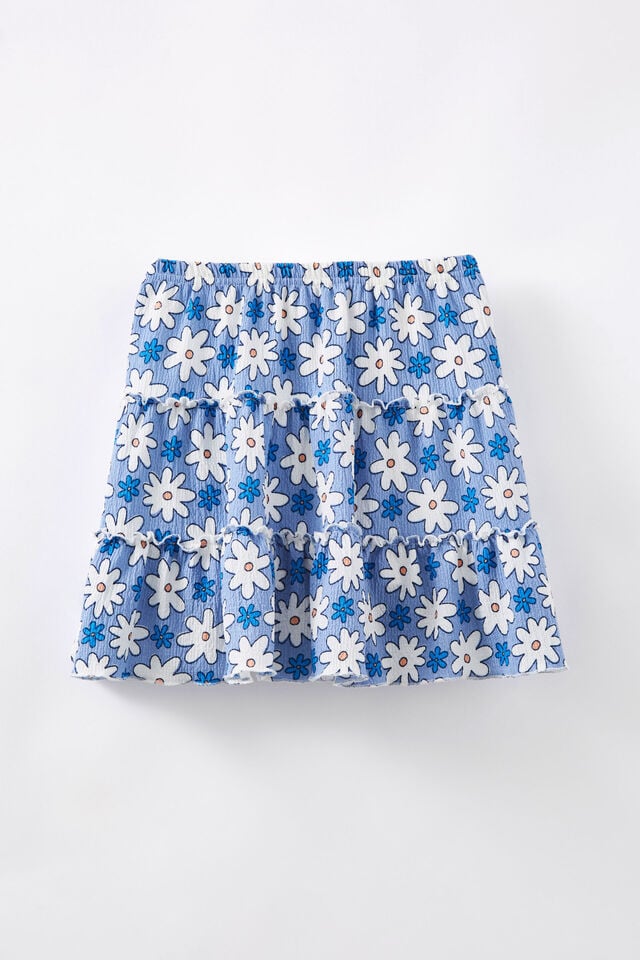 Hallie Tiered Skirt, DUSK BLUE/SANDY FLORAL