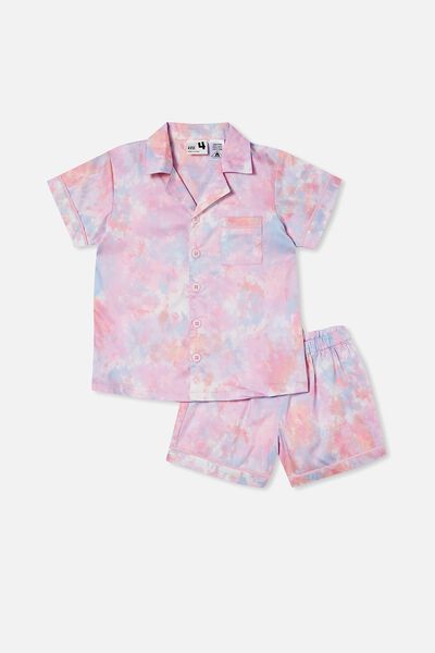 Patty Short Sleeve Pyjama Set, CALI PINK/TIE DYE