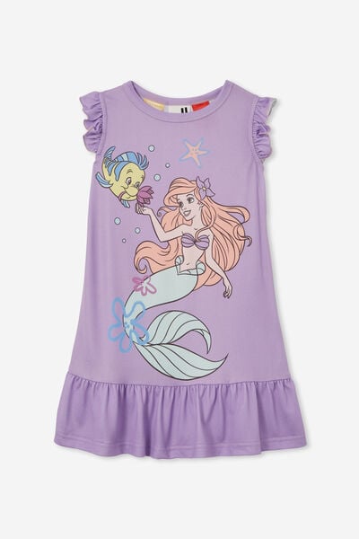 Maltilda Short Sleeve Flutter Nightie Licensed, LCN DIS LILAC DROP/ARIEL UNDER THE SEA