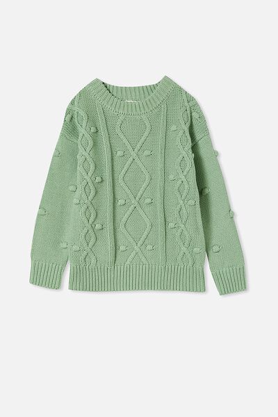 Pepper Cable Knit Jumper, SMASHED AVO