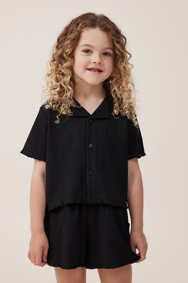 Amelie Short Sleeve Shirt, BLACK