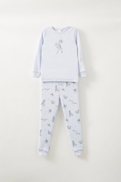 Mila Sleeve Pyjama Set Licensed, LCN DIS MORNING BLUE/BALLET CINDERELLA