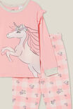 Ava Long Sleeve Pyjama Set, CORAL DREAMS/AVA UNICORN DITSY GINGHAM - alternate image 2