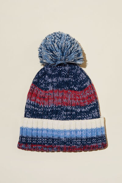 Winter Striped Knit Beanie, IN THE NAVY/MULTI STRIPE